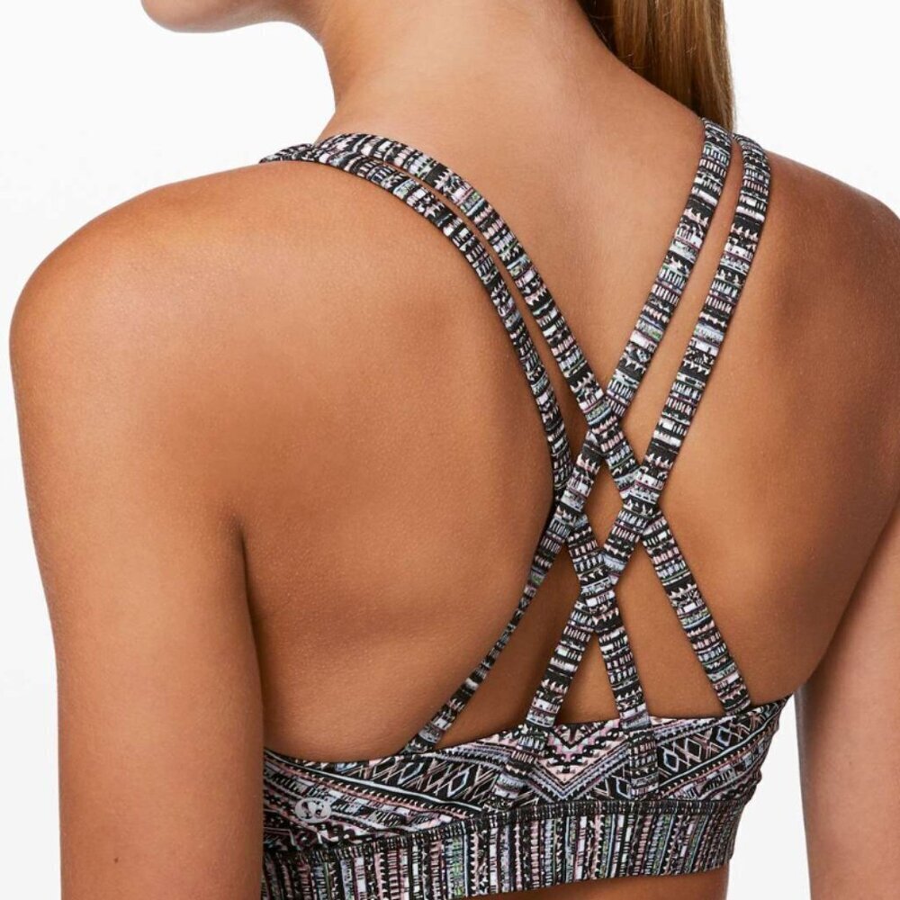 Lululemon Energy Longline Bra Lino Slide Alpine White Black Womens 4